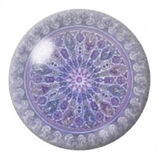 Cabochon en Verre Illustré Mandala Dentelle Lavande 12 à 25mm pour la Création de Bijoux Fantaisie - DIY