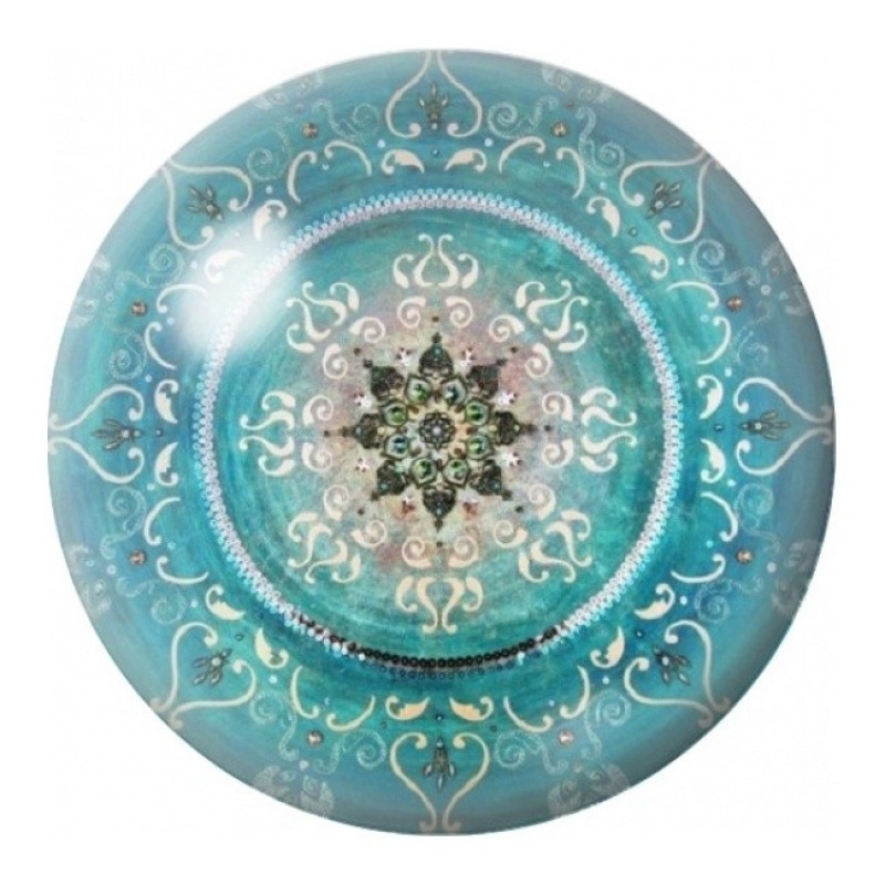 Cabochon en Verre Illustré Mandala Arabesques Turquoise 12 à 25mm