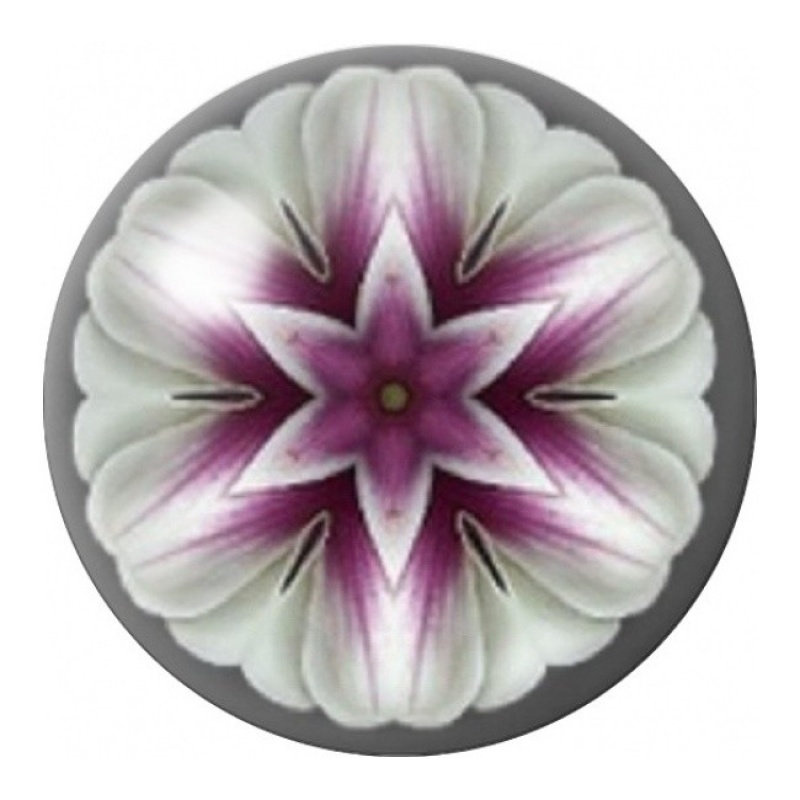 Cabochon en Verre Illustré Mandala Fleur Blanche et Prune 12 à 25mm
