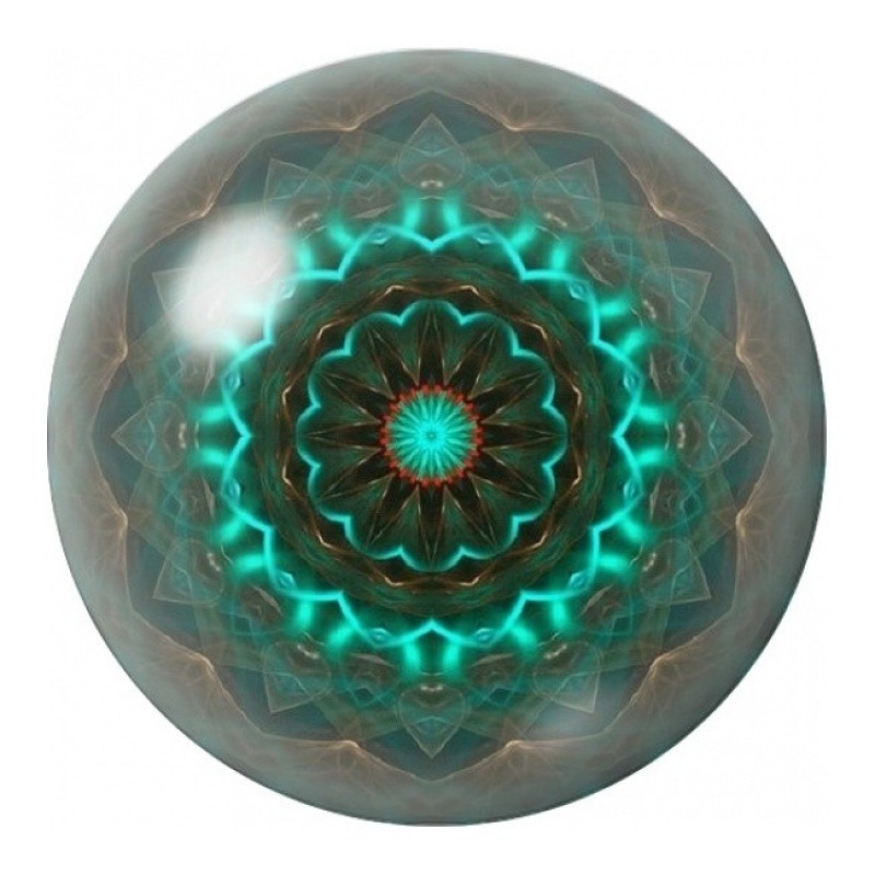 Cabochon en Verre Illustré Mandala Turquoise sur Bronze 12 à 25mm