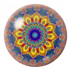 Cabochon en Verre Illustré Mandala Soleil Multicolore 12 à 25mm pour la Création de Bijoux Fantaisie - DIY