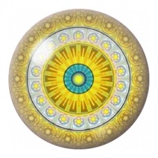 Cabochon en Verre Illustré Mandala Soleil Doré et Turquoise 12 à 25mm pour la Création de Bijoux Fantaisie - DIY