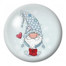 Cabochon en Verre Illustré Gnome de Noël au Bonnet Bleu 12 à 25mm pour la Création de Bijoux Fantaisie - DIY