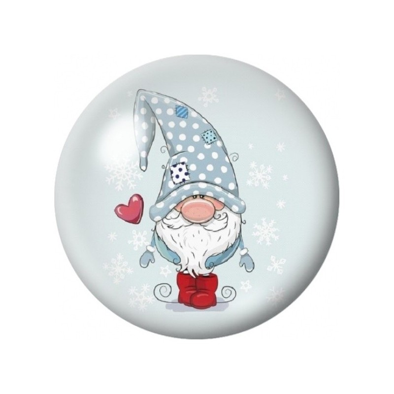 Cabochon en Verre Illustré Gnome de Noël au Bonnet Bleu 12 à 25mm
