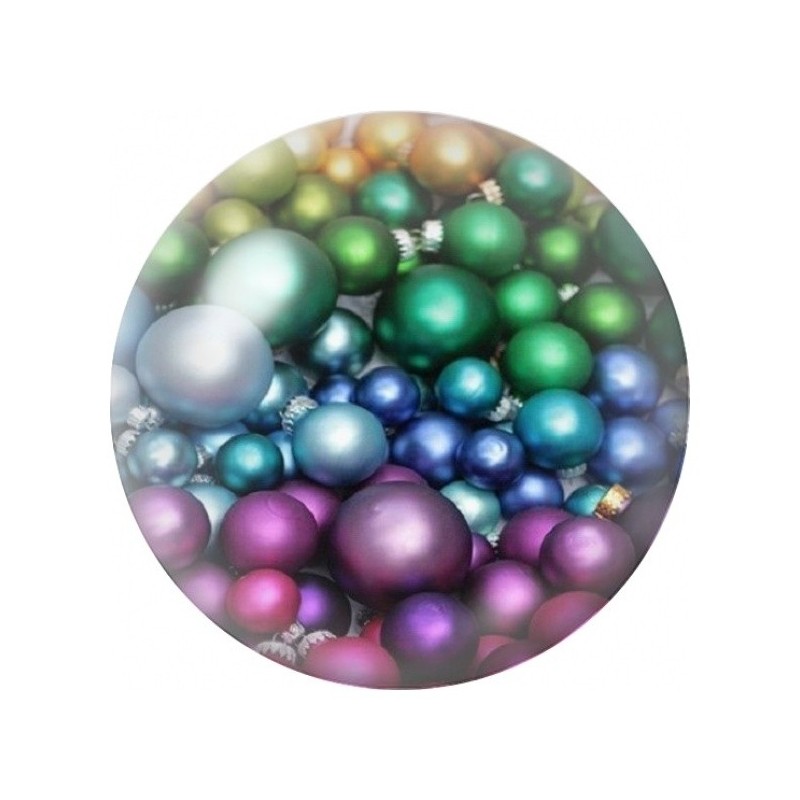 Cabochon en Verre Illustré Boules de Noël Vertes et Violettes 12 à 25mm