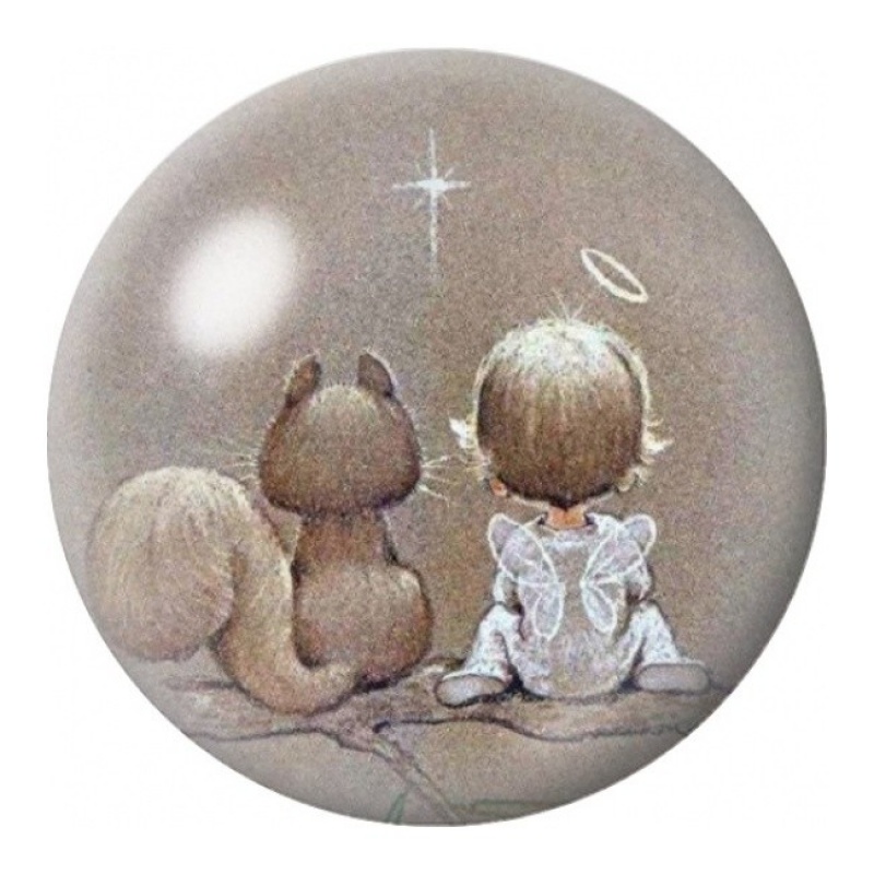 Cabochon en Verre Illustré Anges Regardant l'Étoile 12 à 25mm