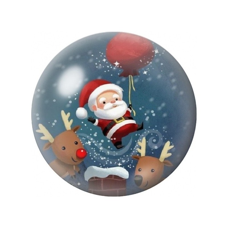 Cabochon en Verre Illustré Père Noël au Ballon avec les Rennes 12 à 25mm