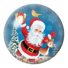 Cabochon en Verre Illustré Père Noël aux Cadeaux avec son Renne 12 à 25mm pour la Création de Bijoux Fantaisie - DIY