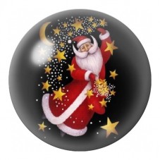 Cabochon en Verre Illustré Père Noël dans la Nuit Étoilée 12 à 25mm pour la Création de Bijoux Fantaisie - DIY