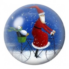 Cabochon en Verre Illustré Père Noël à Bicyclette 12 à 25mm pour la Création de Bijoux Fantaisie - DIY