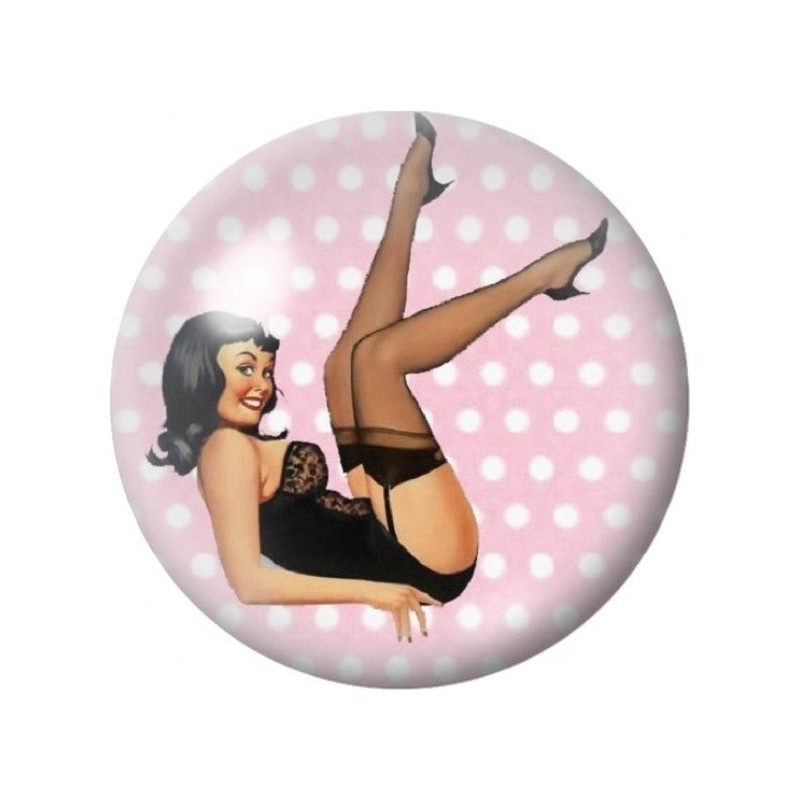 Cabochon en Verre Illustré Pin-up en Lingerie Noire 12 à 25mm