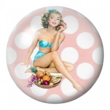Cabochon en Verre Illustré Pin-up en Maillot Turquoise 12 à 25mm pour la Création de Bijoux Fantaisie - DIY
