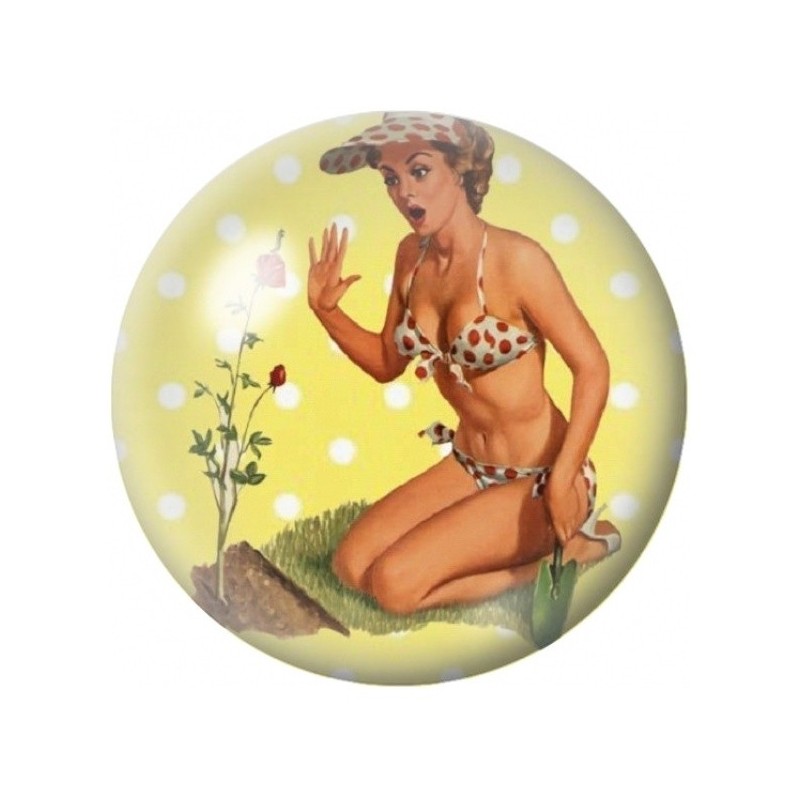Cabochon en Verre Illustré Pin-up au Maillot Léopard 12 à 25mm