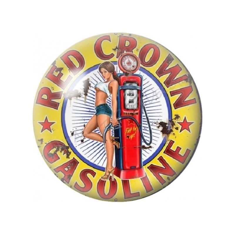 Cabochon en Verre Illustré Pin-up Red Crown Gasoline 12 à 25mm