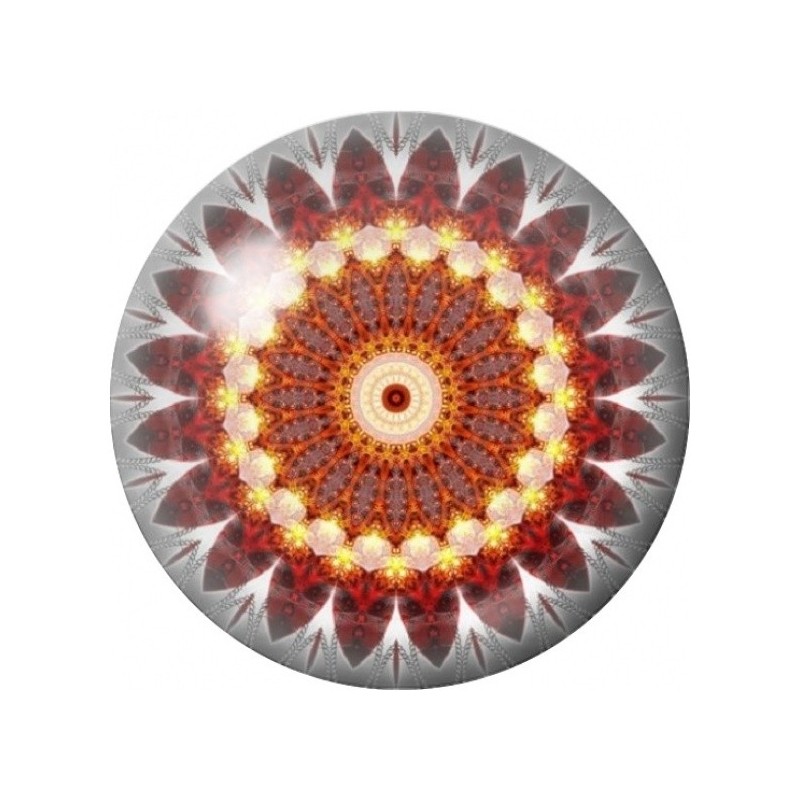Cabochon en Verre Illustré Mandala Flamme Rouge 12 à 25mm
