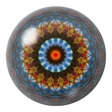 Cabochon en Verre Illustré Kaléidoscope Orange et Bleu 12 à 25mm pour la Création de Bijoux Fantaisie - DIY