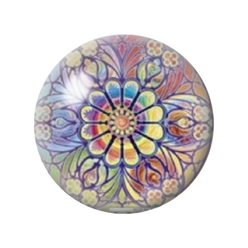 Cabochon en Verre Illustré Mandala Floral Pastel 12 à 25mm
