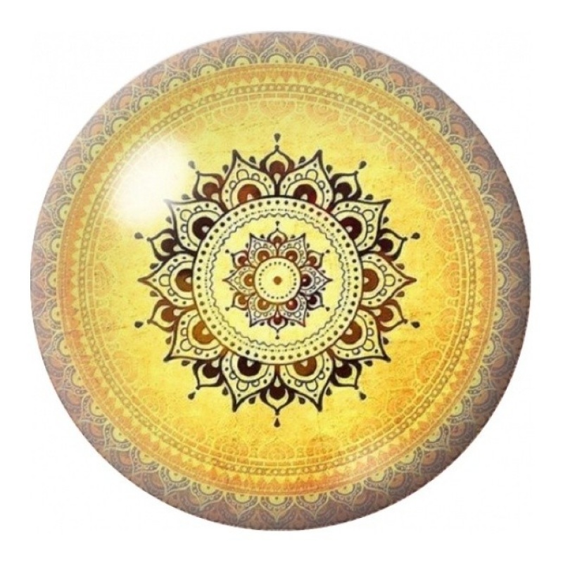 Cabochon en Verre Illustré Mandala Solaire Or 12 à 25mm