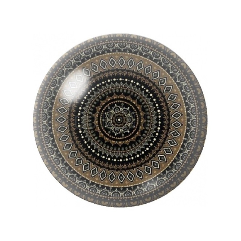 Cabochon en Verre Illustré Mandala Dentelle Noir et Bronze 12 à 25mm