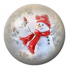Cabochon en Verre Illustré Bonhomme de Neige au Bonnet Rouge 12 à 25mm pour la Création de Bijoux Fantaisie - DIY
