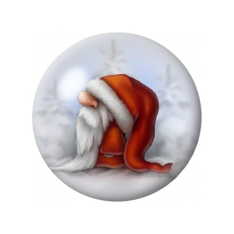 Cabochon en Verre Illustré Gnome de Noël au Long Bonnet 12 à 25mm
