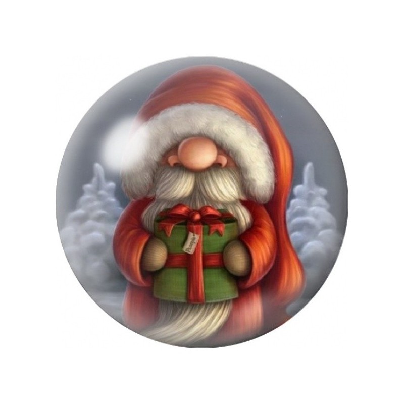 Cabochon en Verre Illustré Gnome de Noël au Cadeau Vert 12 à 25mm