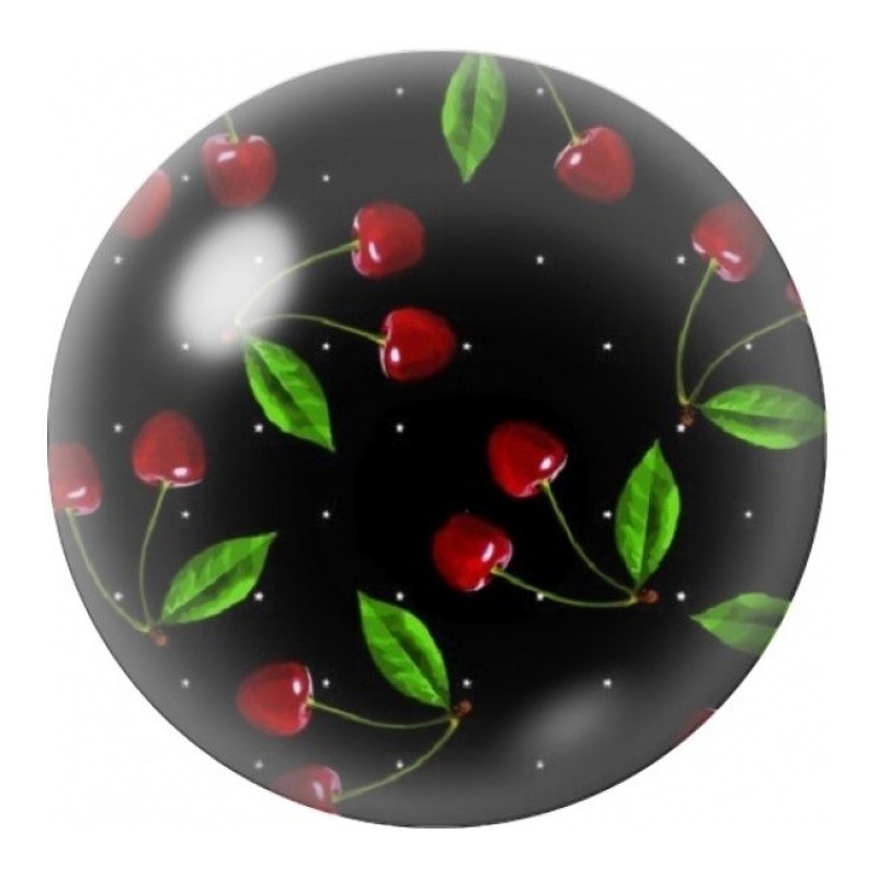 Cabochon en Verre Illustré Cerises sur Noir 12 à 25mm