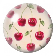 Cabochon en Verre Illustré Grandes Cerises sur Ivoire 12 à 25mm pour la Création de Bijoux Fantaisie - DIY