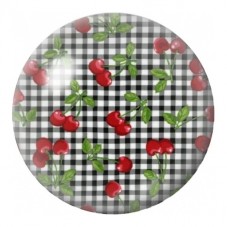 Cabochon en Verre Illustré Cerises sur Vichy Noir et Blanc 12 à 25mm pour la Création de Bijoux Fantaisie - DIY