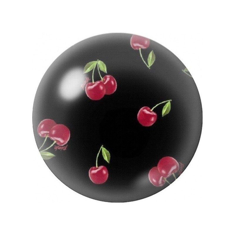 Cabochon en Verre Illustré Cerises Minimalistes sur Noir 12 à 25mm