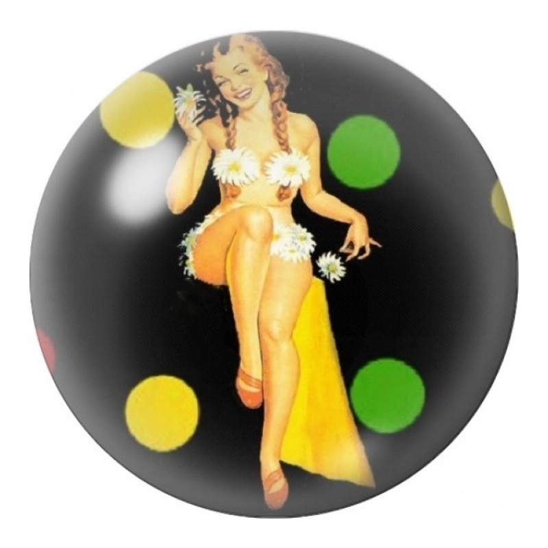 Cabochon en Verre Illustré Pin-up Blonde en Robe Jaune 12 à 25mm