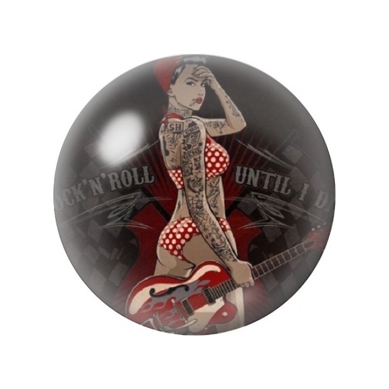 Cabochon en Verre Illustré Pin-up Rock'n'Roll à la Guitare 12 à 25mm