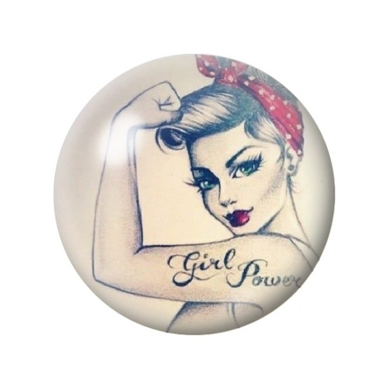 Cabochon en Verre Illustré Pin-up Girl Power 12 à 25mm
