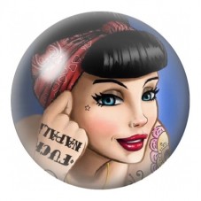 Cabochon en Verre Illustré Portrait Pin-up Tatouée 12 à 25mm pour la Création de Bijoux Fantaisie - DIY