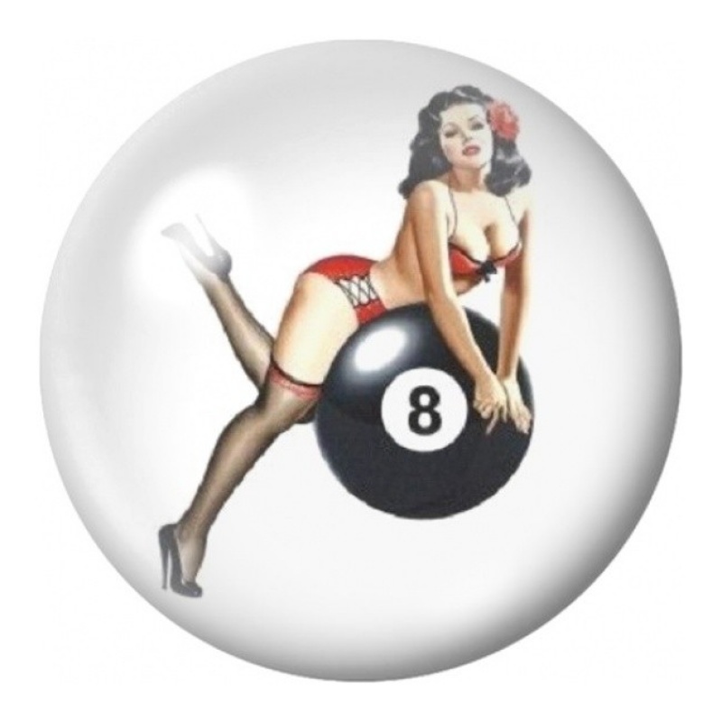 Cabochon en Verre Illustré Pin-up Boule de Billard Numéro 8 12 à 25mm