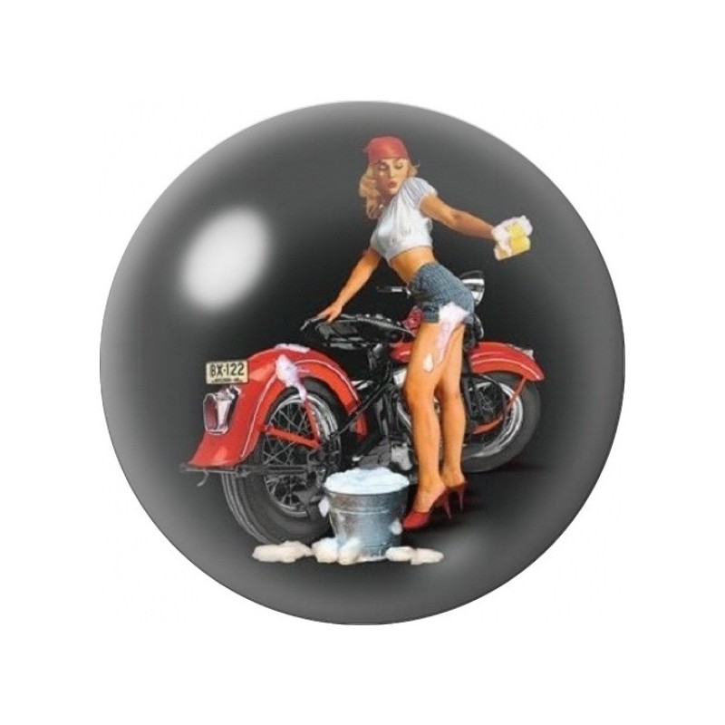 Cabochon en Verre Illustré Pin-up Mécanicienne à Moto 12 à 25mm
