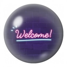 Cabochon en Verre Illustré Néon Welcome Violet 12 à 25mm pour la Création de Bijoux Fantaisie - DIY