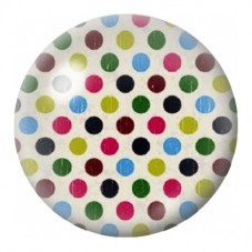 Cabochon en Verre Illustré Pois Multicolores sur Ivoire 12 à 25mm pour la Création de Bijoux Fantaisie - DIY