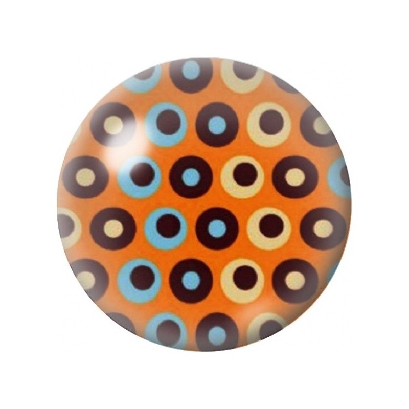 Cabochon en Verre Illustré Cercles Seventies Orange et Bleu 12 à 25mm