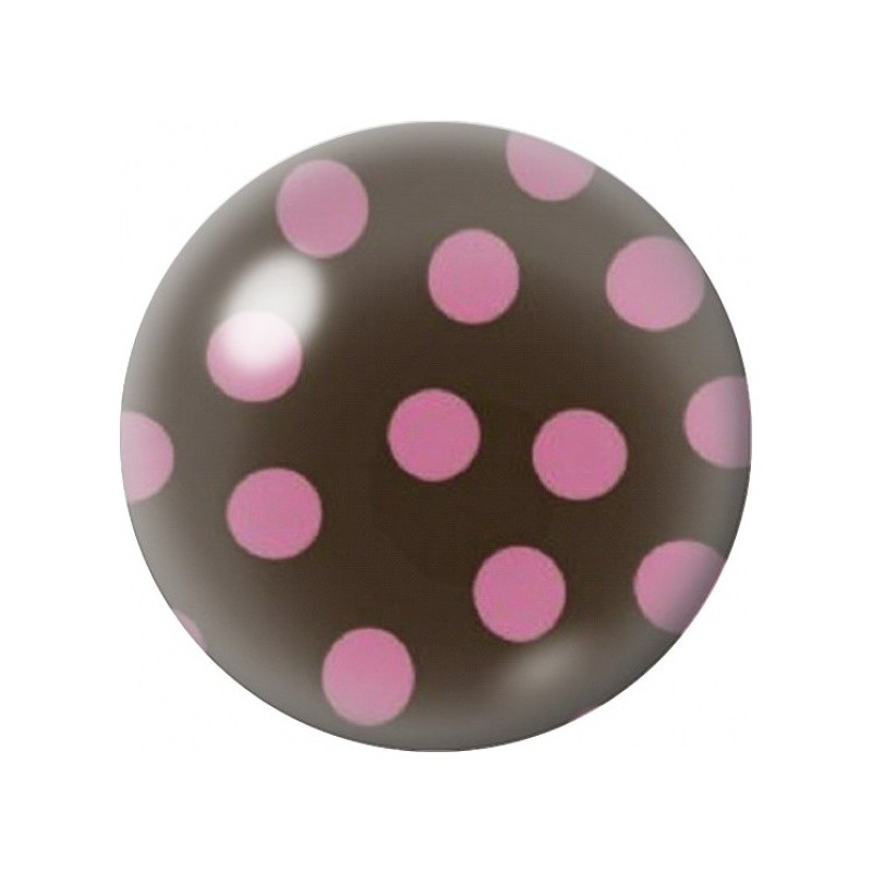 Cabochon en Verre Illustré Pois Roses sur Chocolat 12 à 25mm