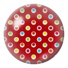 Cabochon en Verre Illustré Pois Multicolores sur Rouge 12 à 25mm pour la Création de Bijoux Fantaisie - DIY