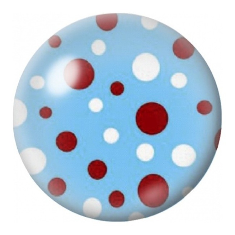 Cabochon en Verre Illustré Pois Rouges et Blancs sur Bleu 12 à 25mm