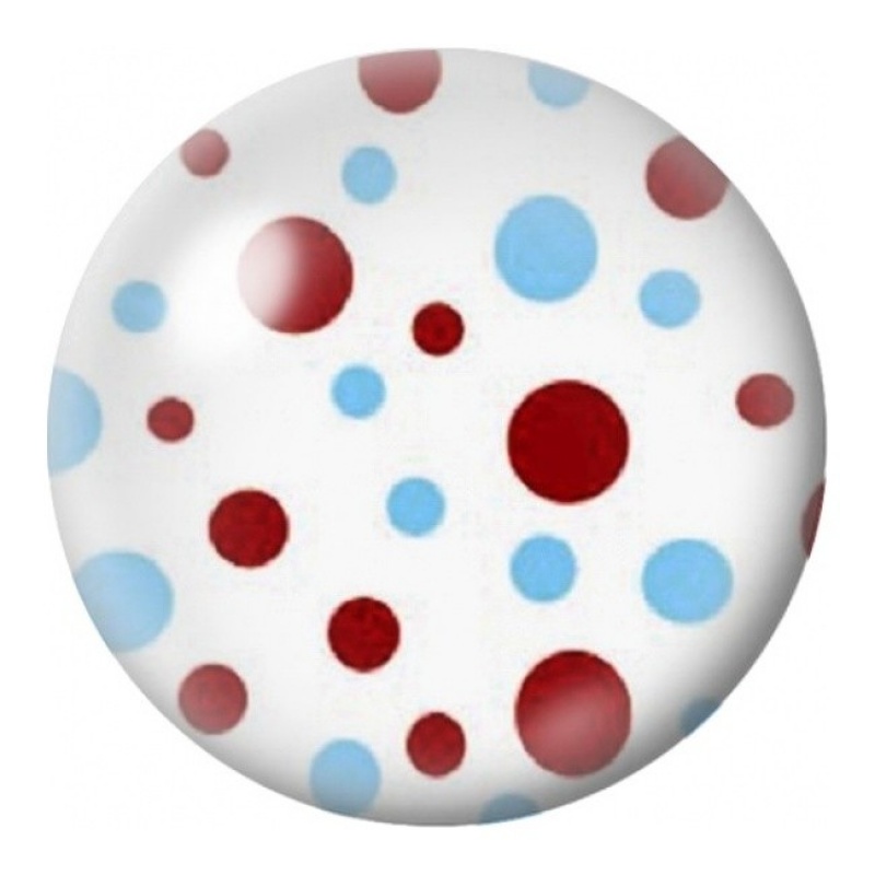 Cabochon en Verre Illustré Pois Rouges et Bleus sur Blanc 12 à 25mm