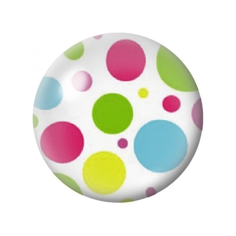 Cabochon en Verre Illustré Gros Pois Acidulés sur Blanc 12 à 25mm