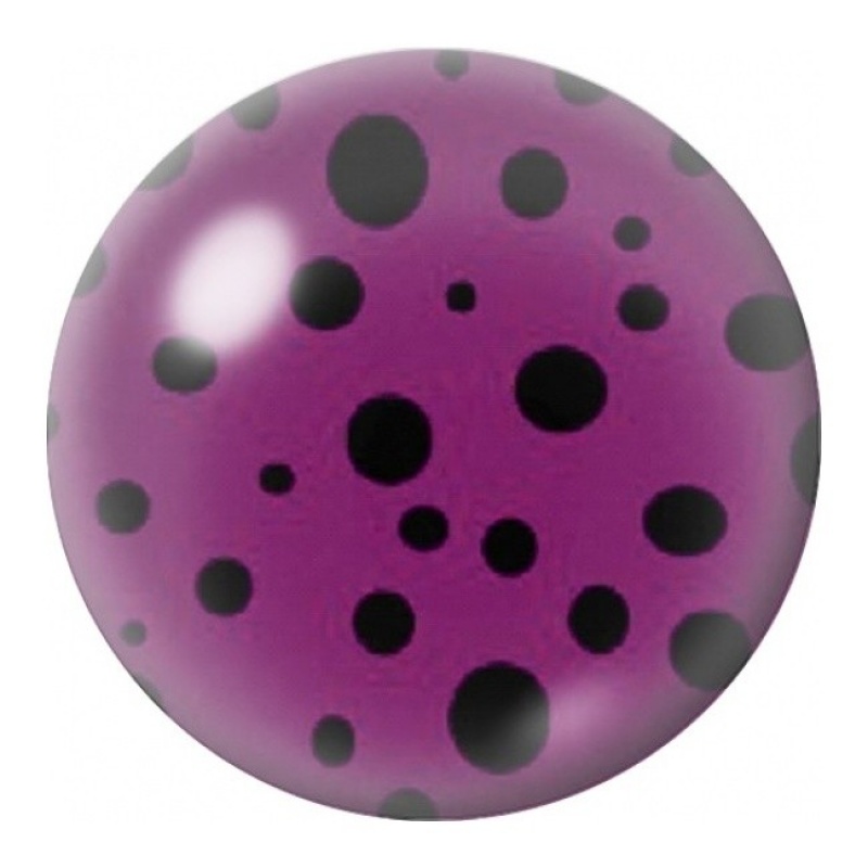 Cabochon en Verre Illustré Pois Noirs sur Violet Rosé 12 à 25mm