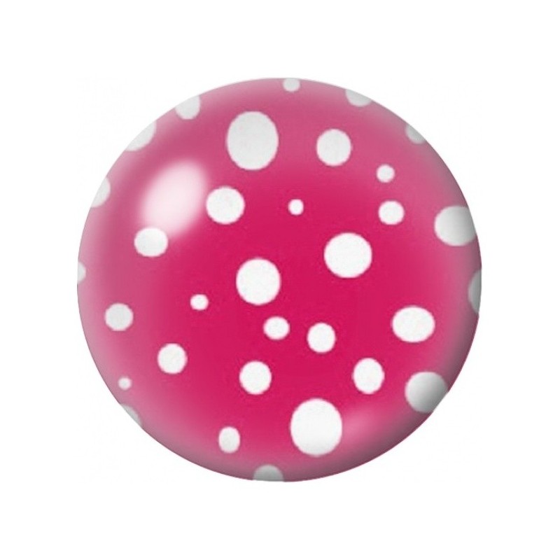 Cabochon en Verre Illustré Pois Blancs sur Rose Vif 12 à 25mm