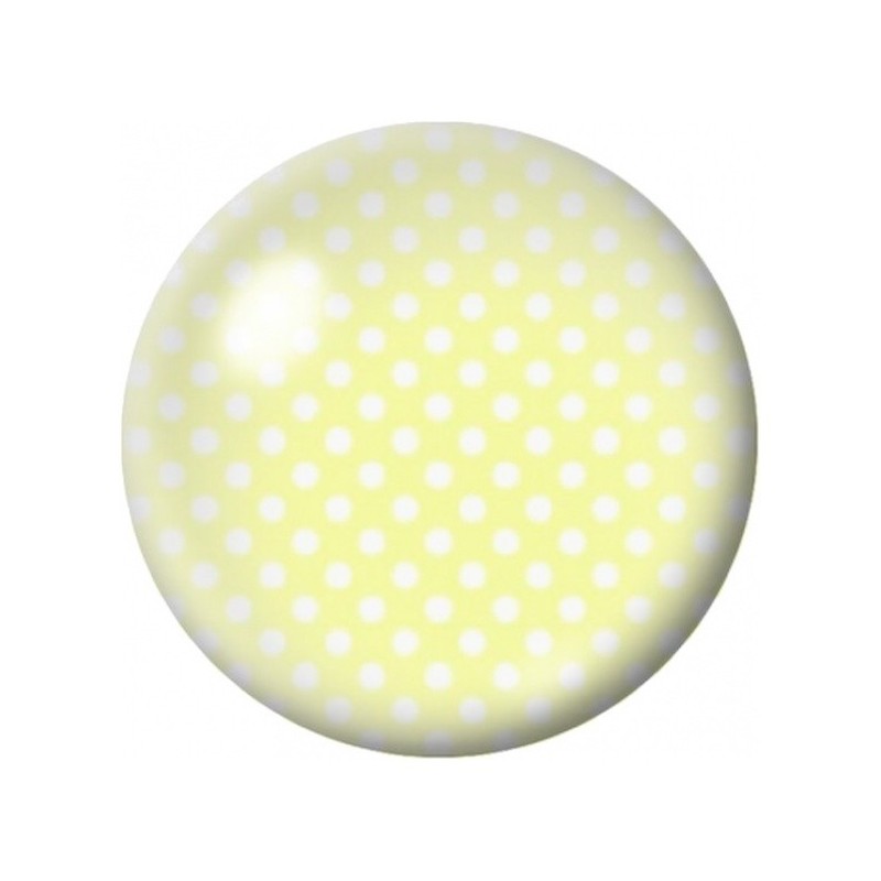 Cabochon en Verre Illustré Petits Pois Blancs sur Jaune Fluo 12 à 25mm