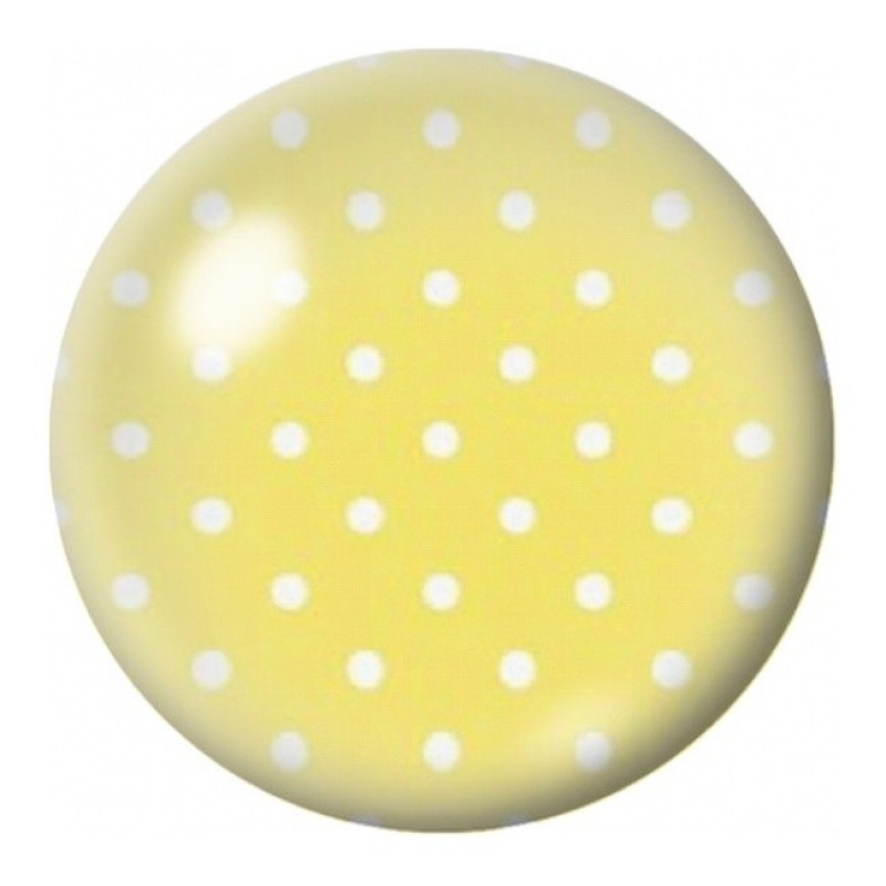 Cabochon en Verre Illustré Pois Blancs sur Jaune Soleil 12 à 25mm