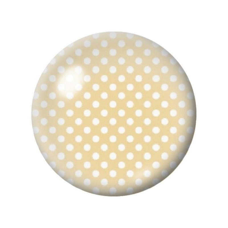 Cabochon en Verre Illustré Petits Pois Blancs sur Beige 12 à 25mm