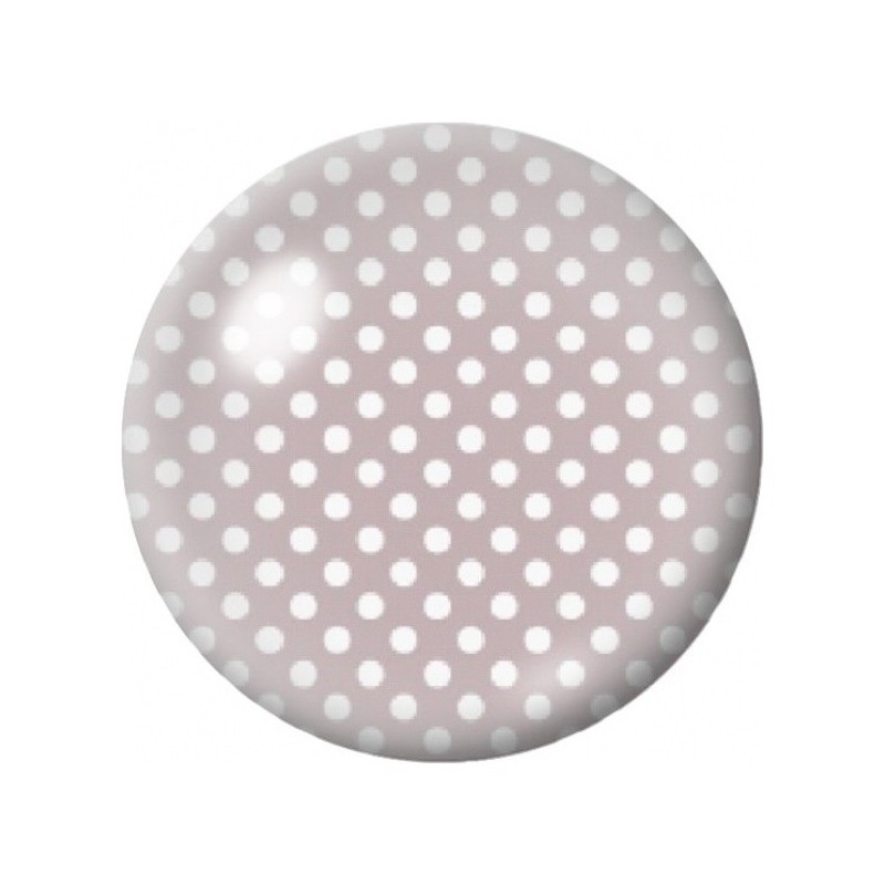 Cabochon en Verre Illustré Petits Pois Blancs sur Taupe 12 à 25mm